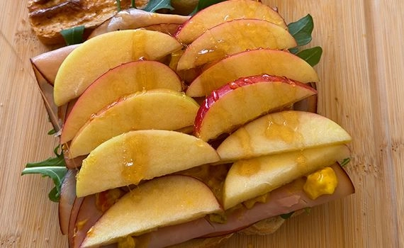 Apples and honey on a A ploughman's sandwich