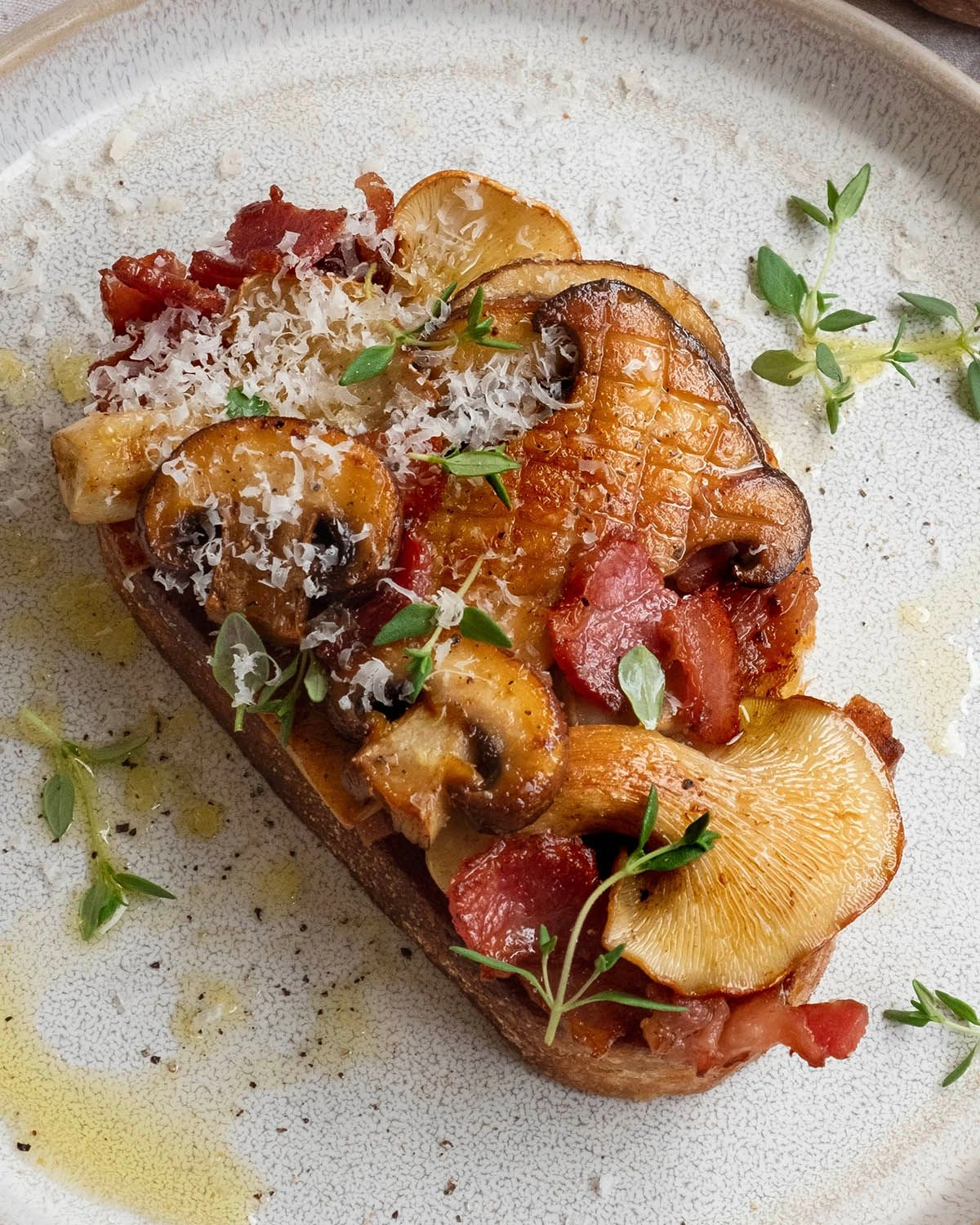 Posh Mushrooms and Bacon on Toast