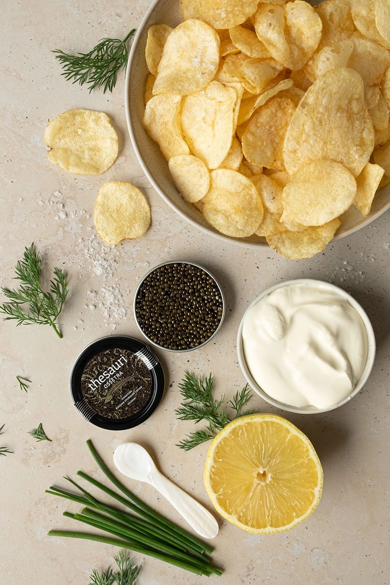 Caviar and potato chips