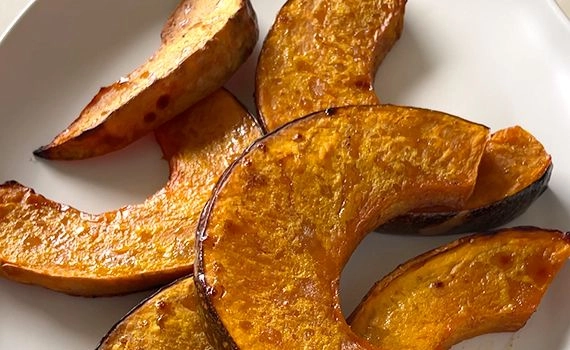 Roasted pumpkin on a platter