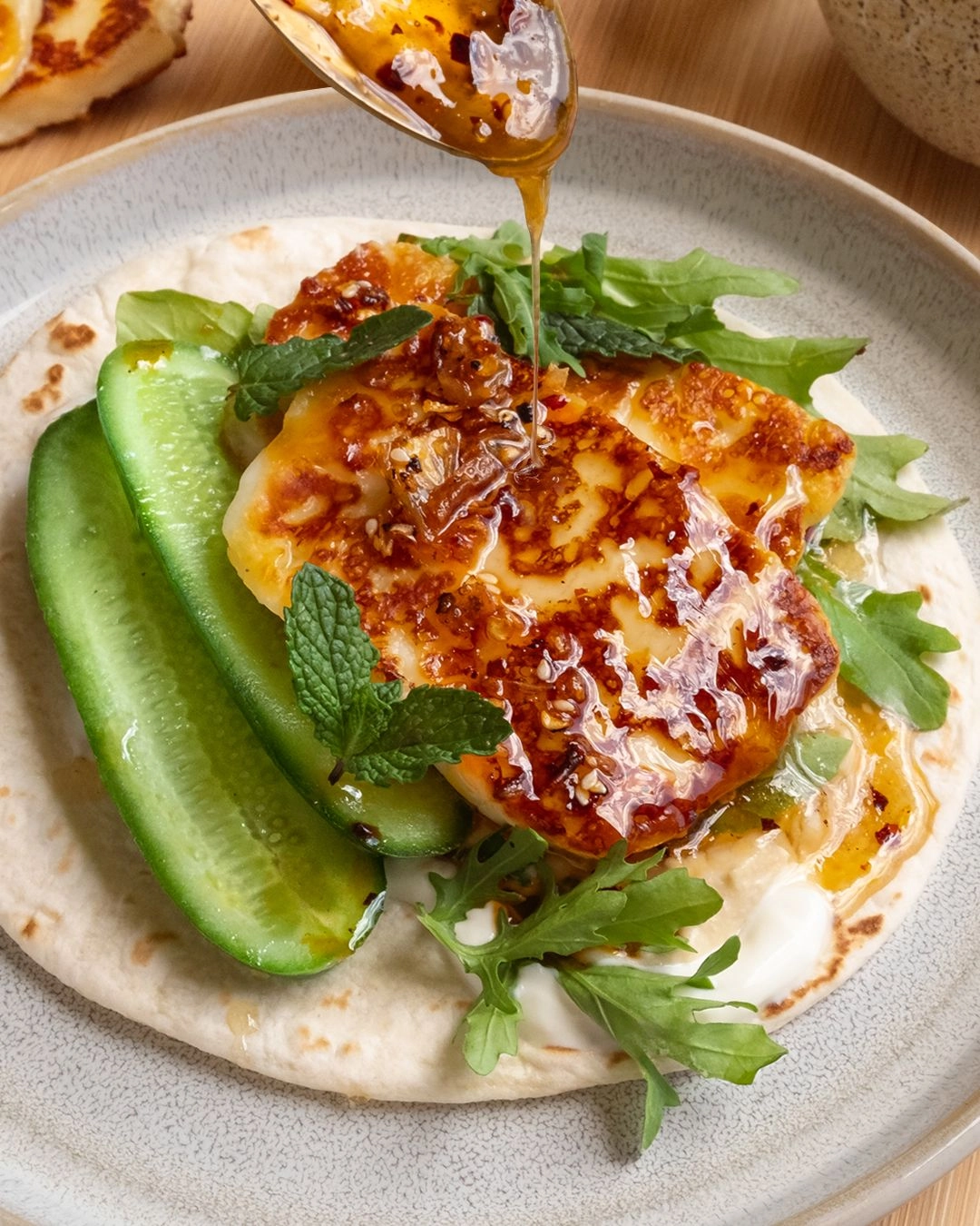 Hot Honey Halloumi Flatbreads