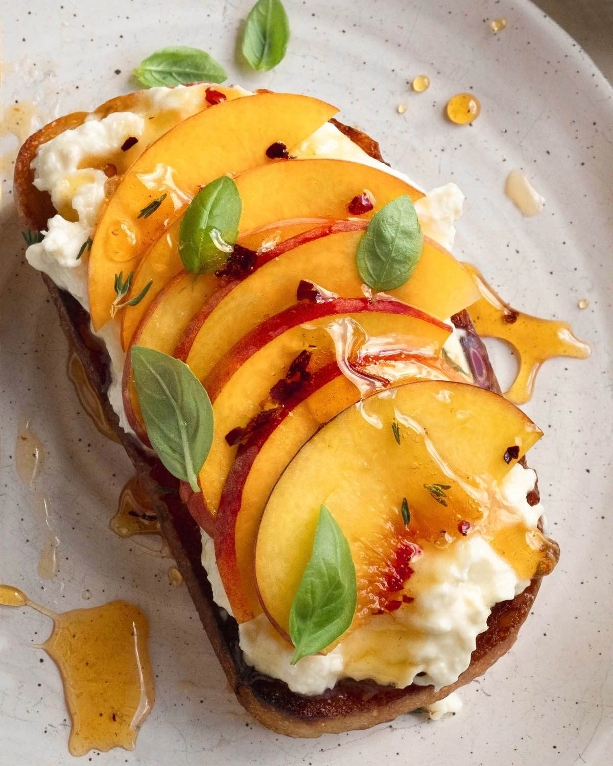 Peach Caprese Toast with Burrata