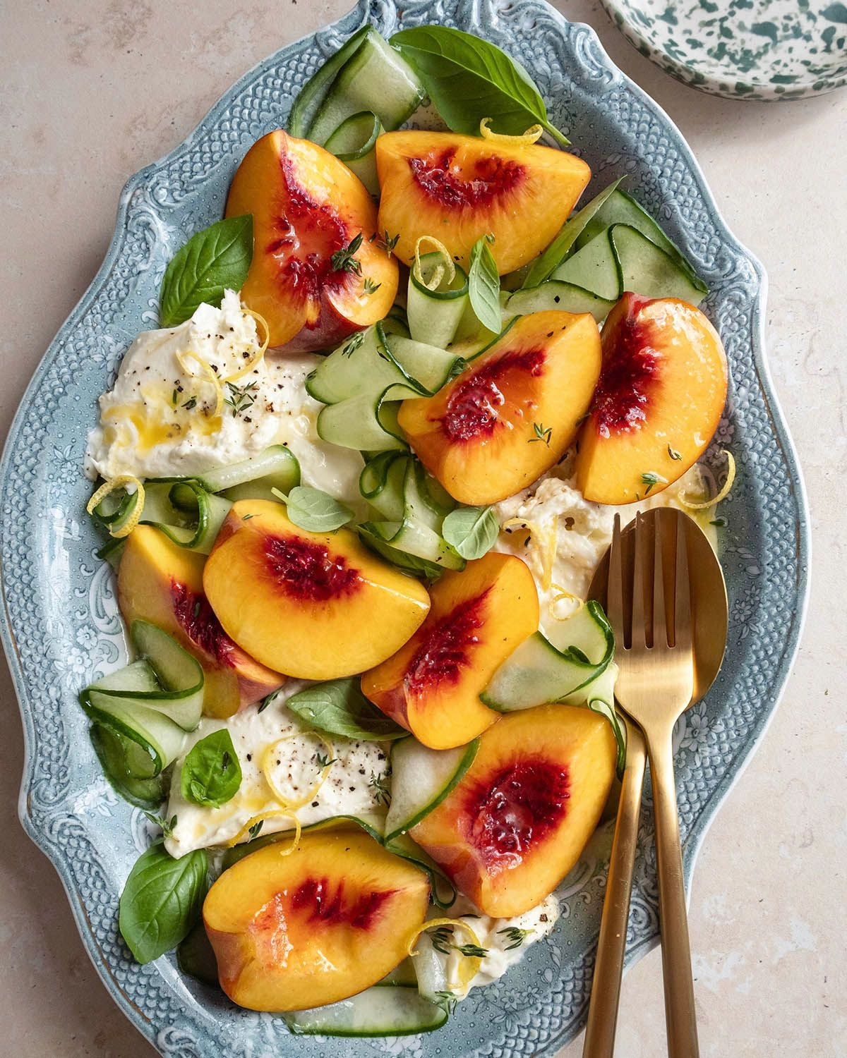 Peach Caprese Salad with Burrata