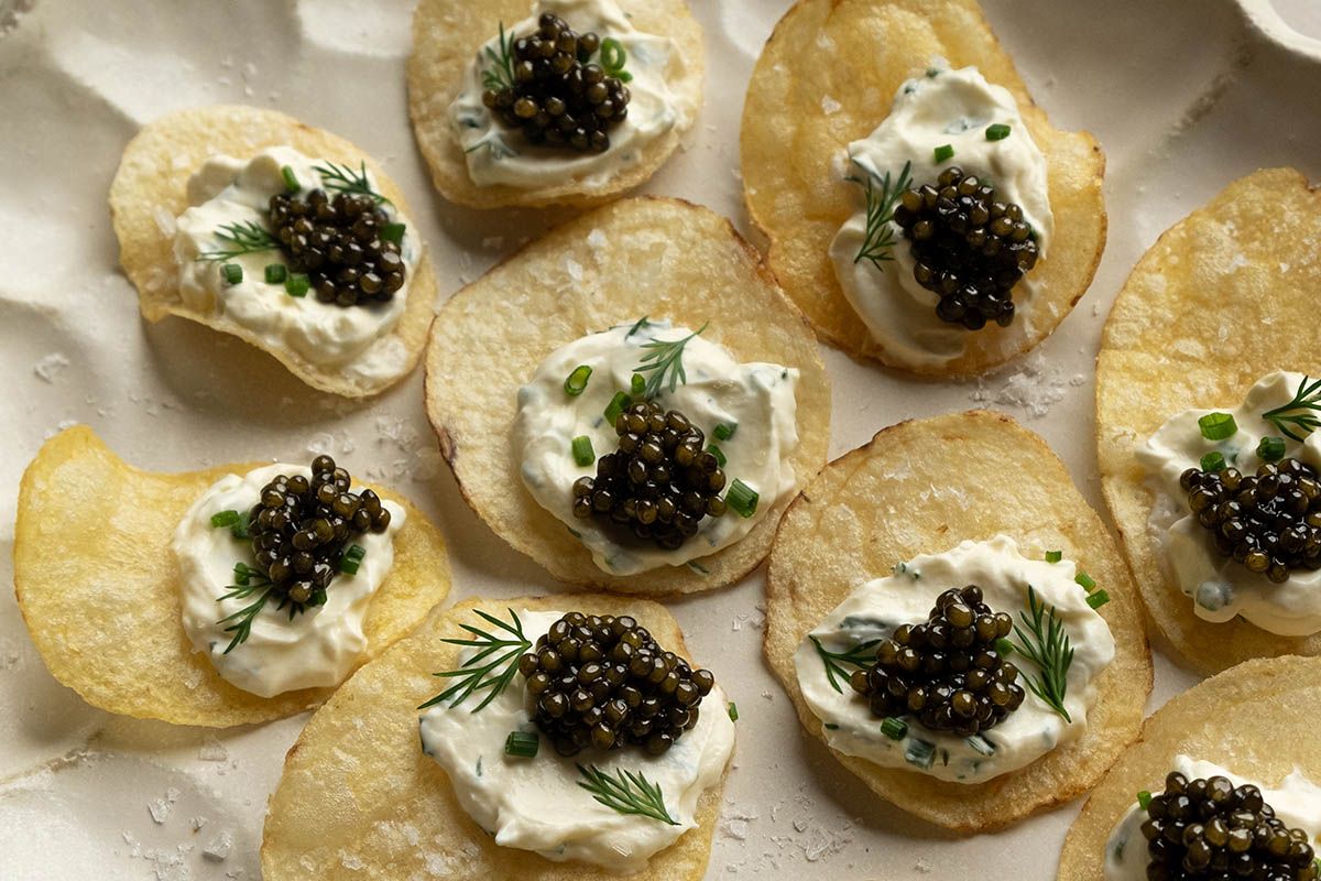 Caviar and potato chips