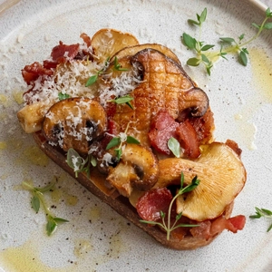 Posh Mushrooms and Bacon on Toast
