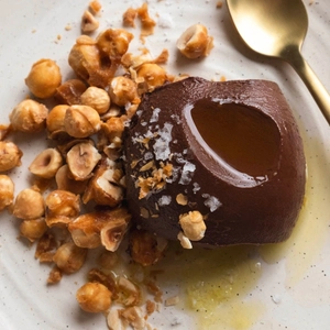 Dark Chocolate Cremeux with Caramelised Hazelnuts
