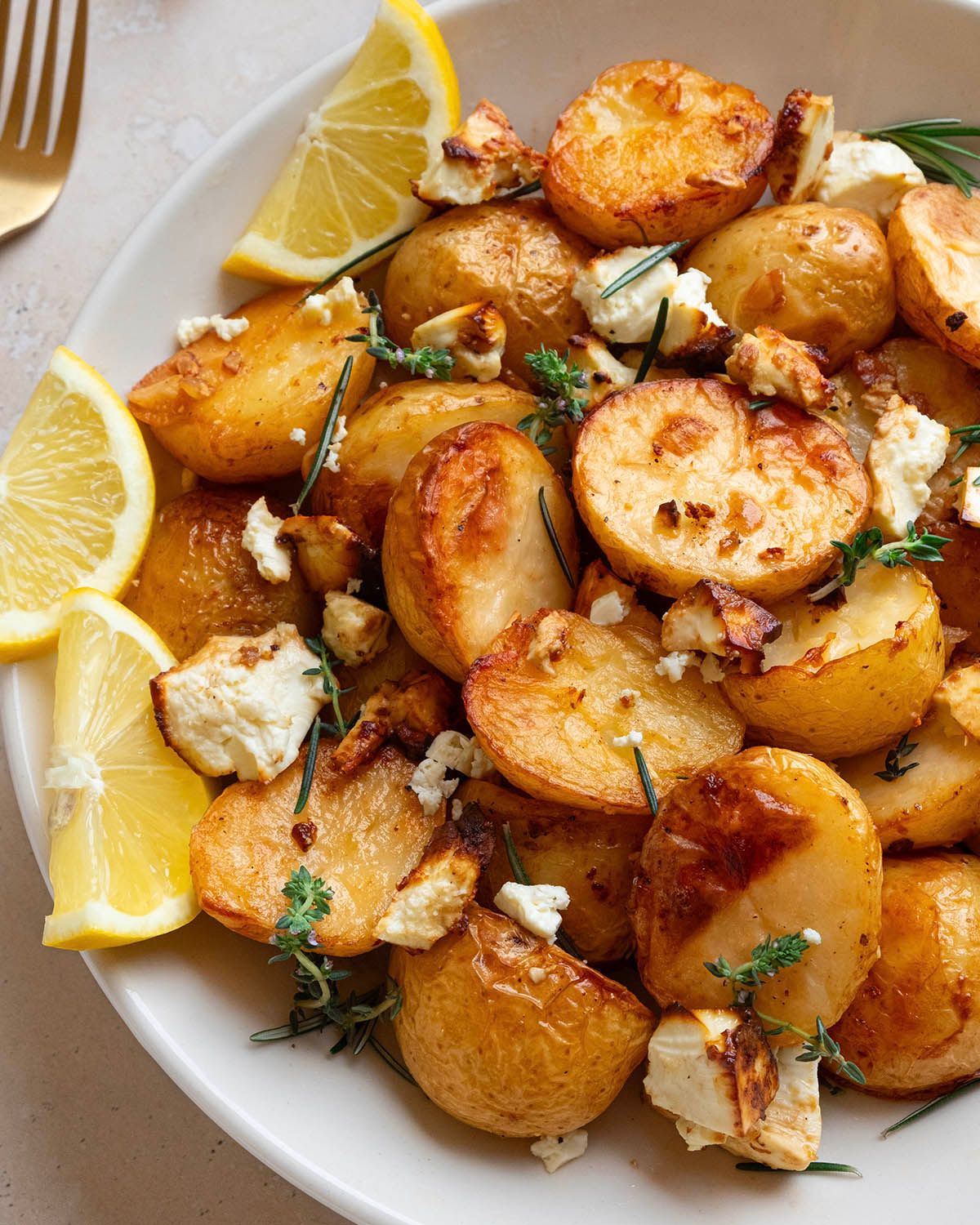 Lemon Feta Roasted Potatoes