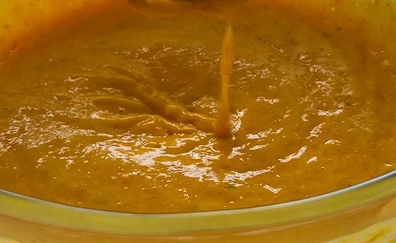 Clementine puree mixed into the cake batter