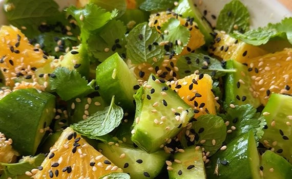 Cucumber orange and ginger salad