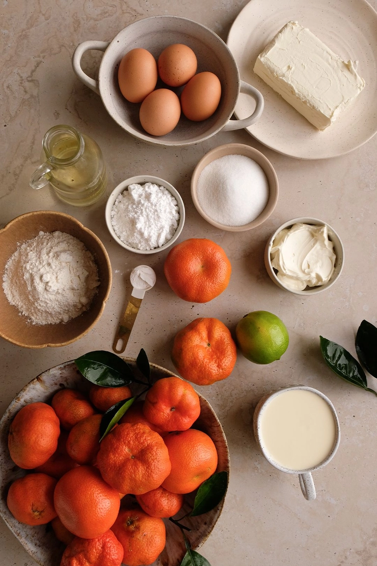 Ingredients to make clementine cake.